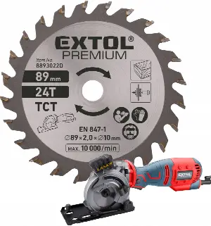 EXTOL PREMIUM Kotouč pilový s SK plátky, Ř89 x 1,0 x 10 mm, 24T