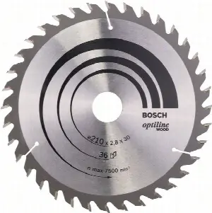 Bosch Pílový kotúč Optiline Wood 210 x 30 x 2,8 mm, 36 2608640622