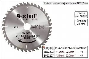 EXTOL PREMIUM Kotúč pílový s SK plátkami, 210x2, 6x25, 4mm, 48T