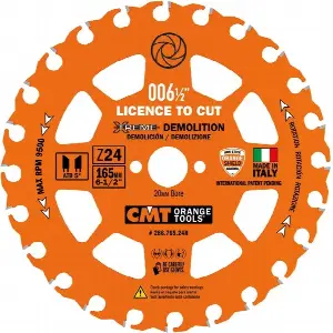 CMT Orange Tools XTreme Pílový kotúč na demolačné práce D165x2,3 d20 Z24 HW 286.765.24H