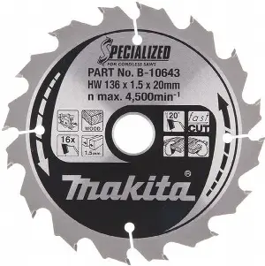 Makita B-10643 Pílový kotúč Ø136 x20mm, 16Z