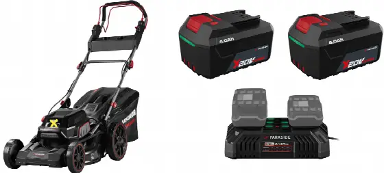 Parkside Performance Pprma 40-Li C3 + Akumulátor 20 V/4 Ah PAP 204 A1, 2 kusy + dvojitá nabíjačka 20 V/4,5 A 800013239