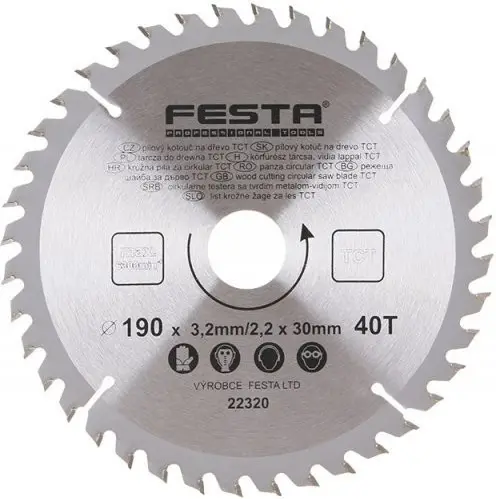 Festa kotúč pílový 190 x 30 mm 40 zubov TCT 22320