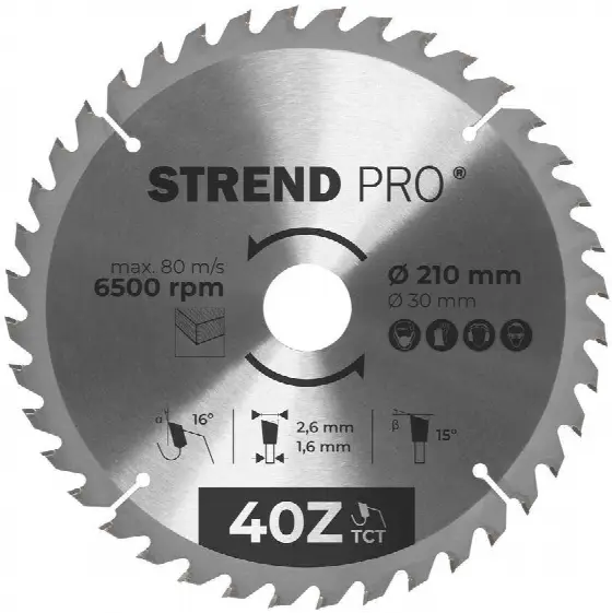 Strend Pro pílový kotúč TCT 185x2.2x30/20 mm 60T na drevo SK plátkami