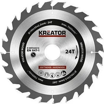 Kreator KRT020416, 190mm Pílový kotúč na drevo