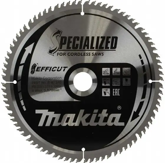 MAKITA B-67240 Efficut Kotúč pílový D 260 x 30 mm na drevo MDF laminát TCT 80 zubov 2.15 mm