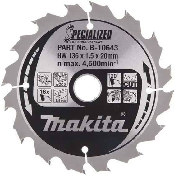 Makita B-10643 Pílový kotúč Ø136 x20mm, 16Z