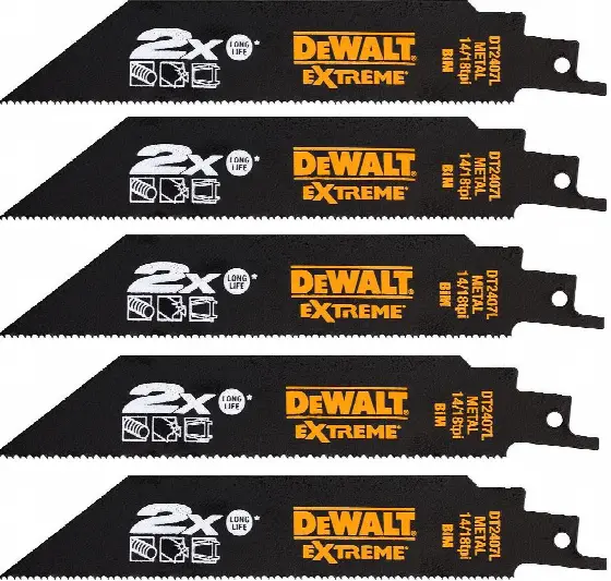 DeWalt DT2407L Sada pilek EXTREME, 2x LIFE, střídavý zub 152 mm pro mečové pily (5 ks)