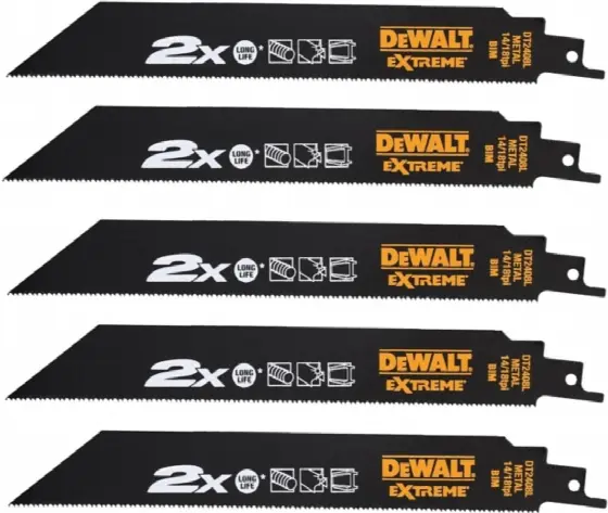 DeWalt DT2408L Sada pilek EXTREME, 2x LIFE, střídavý zub 203 mm pro mečové pily (5 ks)