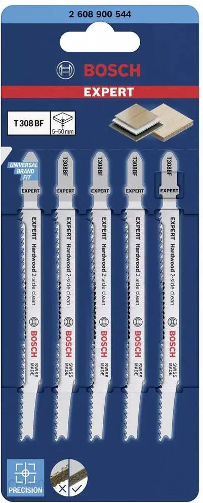 Bosch 5dílná sada pilových plátků T 308 BF Expert Hardwood 2-side clean 2608900544