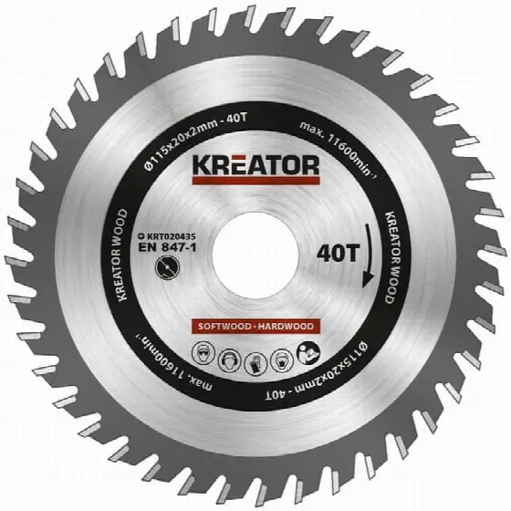 Kreator KRT020435 Pílový kotúč na drevo 115mm, 40T