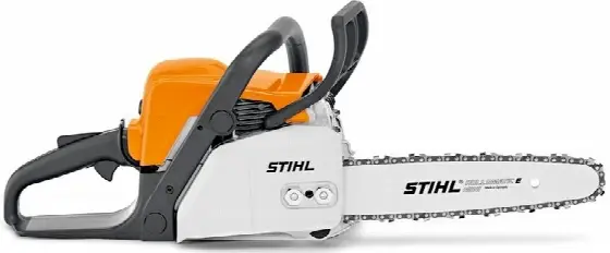 Benzínová reťazová píla Stihl MS 180 v oranžovo bielom prevedení s vodiacou lištou
