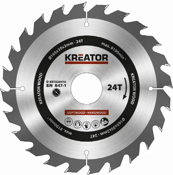 Kreator KRT020410 Pílový kotúč na dřevo 165mm 24T
