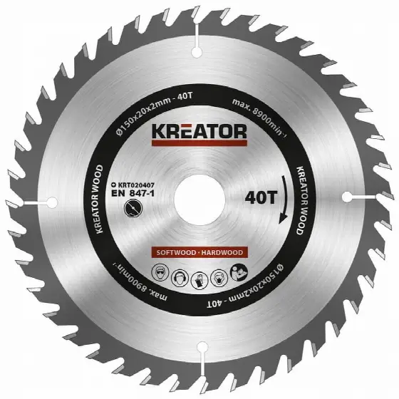 Kreator KRT020407 Pílový kotúč na drevo 150mm, 40T